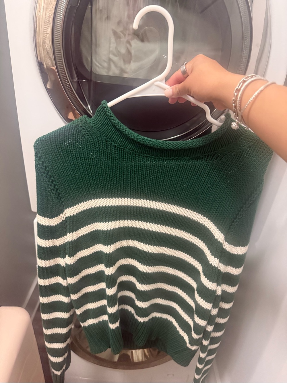 Jcrew Rollneck Green and White Striped